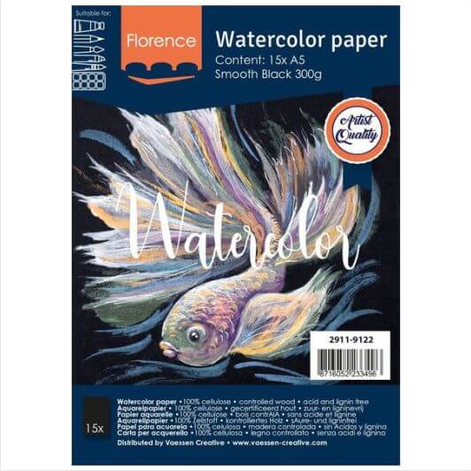 2911-9122_aquarelpapier-smooth-A5-300g-black-15vel-florence